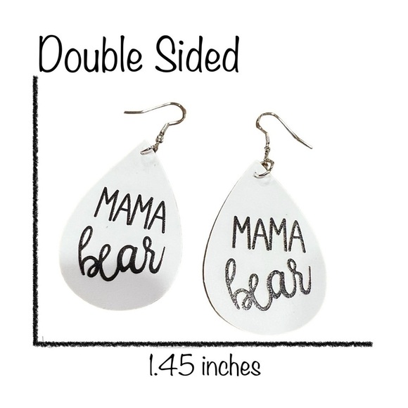 MAMA BEAR FAUX LEATHER EARRINGS - Picture 3 of 3